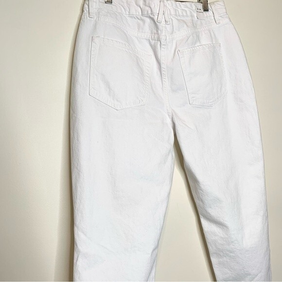 NWT Good American Good Girlfriend Distressed High Waisted Ankle White Jeans 12 - Picture 4 of 10